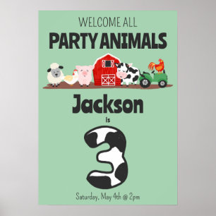 Affiche Fête de bienvenue pour les 3 ans Animaux de la fer