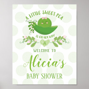 Affiche Fête de bienvenue Signes de pois doux Baby shower