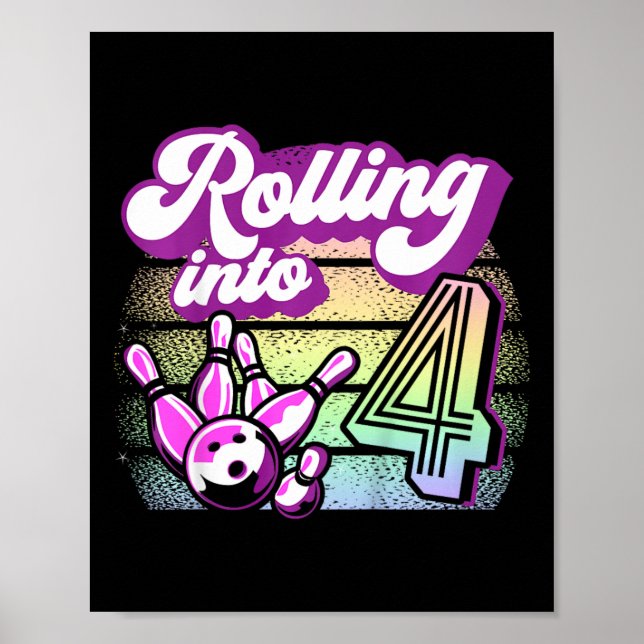 Affiche Fête de bowling pour enfants en 4 Bowling Annivers (Devant)
