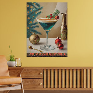 Affiche Fête de cocktail de Noël du milieu du siècle Happy