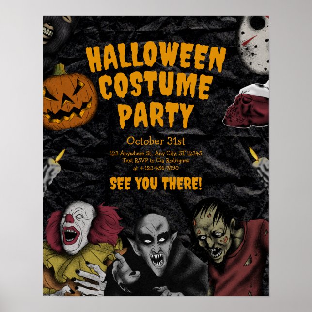 Affiche Fête de costume d'Halloween vintage, Halloween mod (Devant)