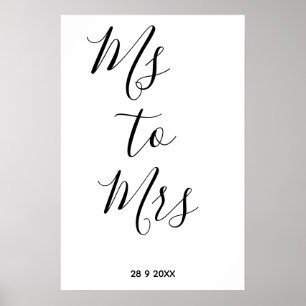 Affiche Fête de douche de mariée de Mlle à Mme