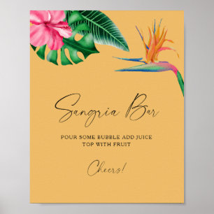 Affiche Fête de douche de mariée tropicale à l'aquarelle -