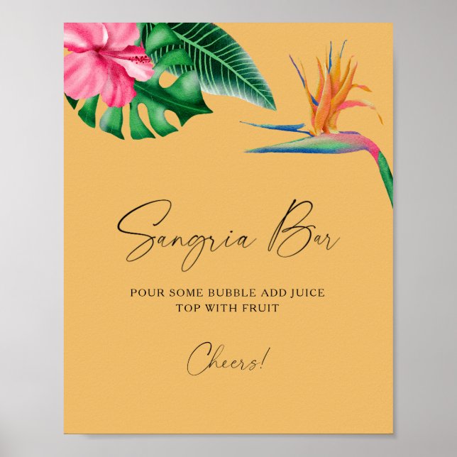 Affiche Fête de douche de mariée tropicale à l'aquarelle - (Devant)