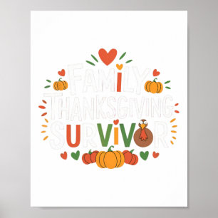 Affiche Fête de famille de Thanksgiving survivant Jour de
