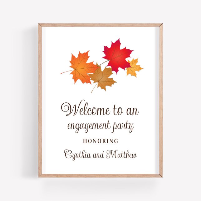 Affiche Fête de fiançailles élégante d'automne Bienvenue (Créateur téléchargé)