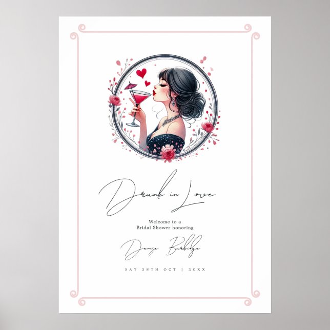 Affiche Fête de Fiançailles "Ivre d'Amour" Bienvenue (Devant)