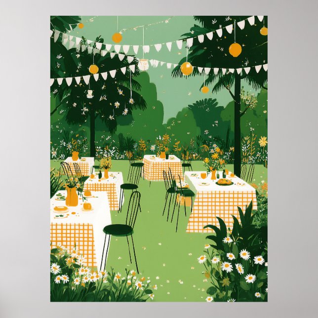 Affiche Fête de fin d'études au jardin ensoleillé (Devant)