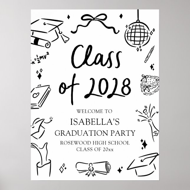 Affiche Fête de fin d'études dessinée à la main Classe de  (Devant)