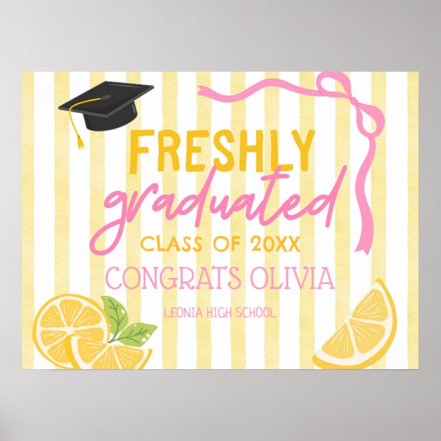 Affiche Fête de fin d'études Limonade Fraîchement Diplômé (Devant)