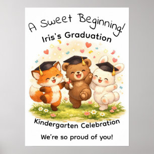 Affiche Fête de fin d'études Renard Ours Lapin pour Enfant