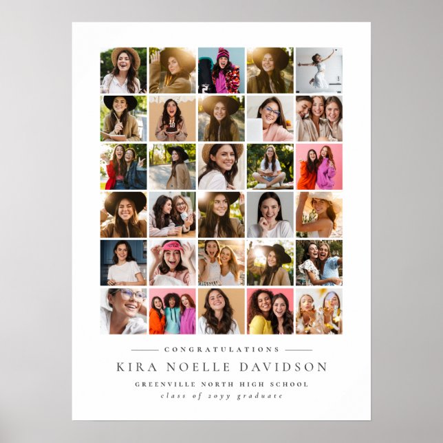 Affiche Fête de fin d'études simple collage de 30 photos (Devant)