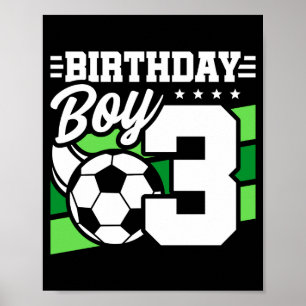 Affiche Fête de football de 3 ans pour garçon de 3 ans 