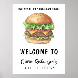 Affiche Fête de hamburger aquarelle Anniversaire