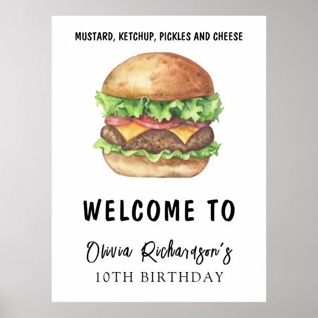 Affiche Fête de hamburger aquarelle Anniversaire (Devant)