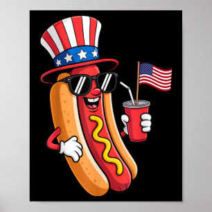 Affiche Fête de hot-dog du 4 juillet - Amusement patriotiq