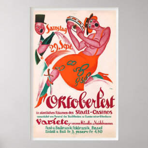 Affiche Fête de la Bière d'Oktoberfest Volksfest Munich Ba