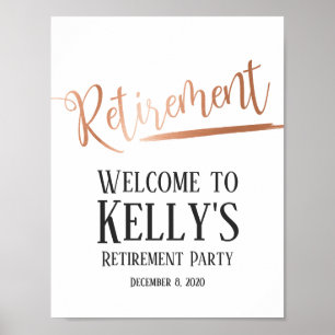 Affiche fête de la retraite, signe de bienvenue