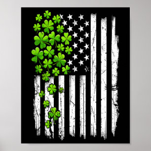 Affiche Fête de la Saint-Patrick Drapeau américain rétro a