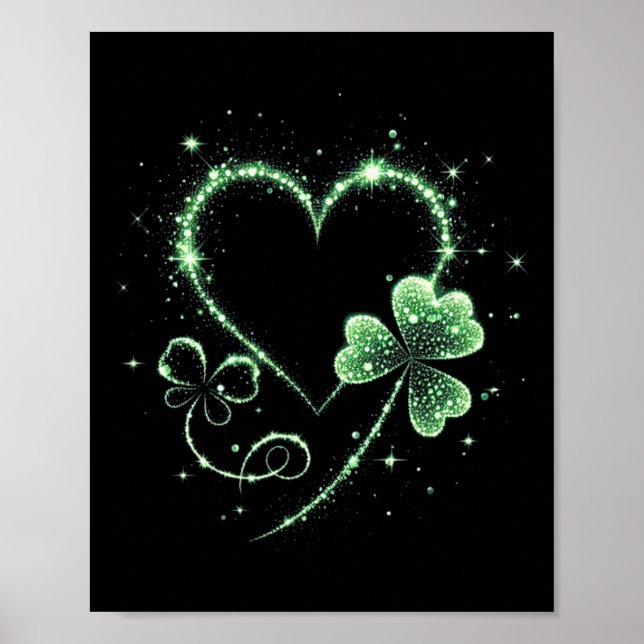 Affiche Fête de la Saint-Patrick Shamrock Cœur Irlandais S (Devant)