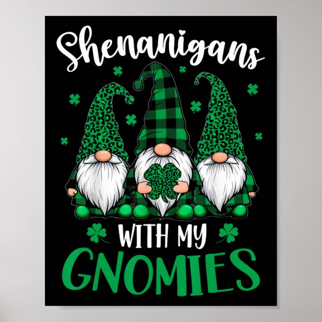 Affiche Fête de la Saint-Patrick Trèfle Gnomes Mignons Fem (Devant)