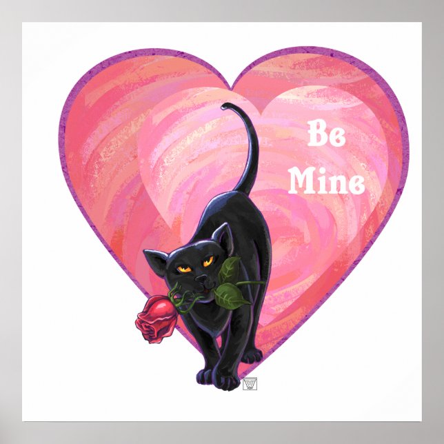 Affiche Fête de la Saint-Valentin au chat noir (Devant)
