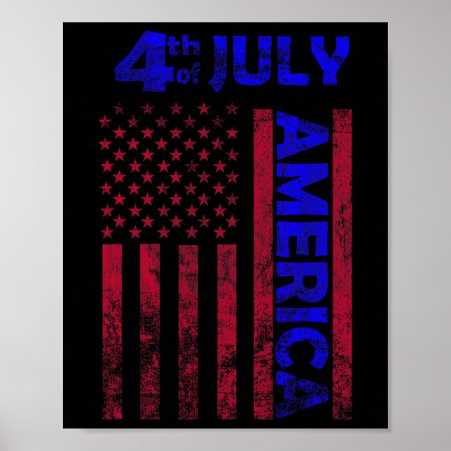Affiche Fête de l'Indépendance Amérique Drapeau 4 juillet  (Devant)
