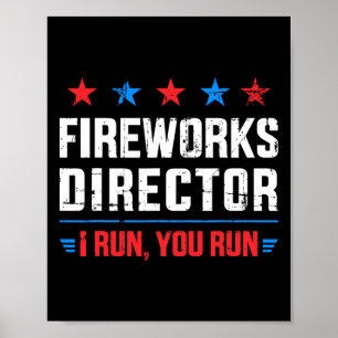 Affiche Fête de l'Indépendance drôle Directeur Feu d'artif