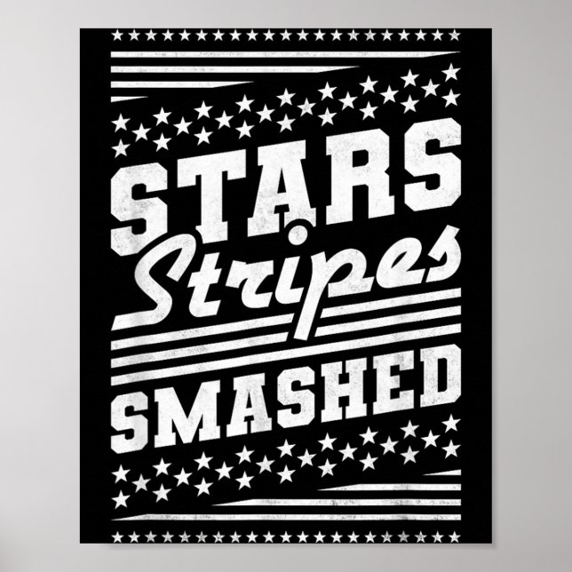 Affiche Fête de l'Indépendance Écrasée Stars and Stripes (Devant)