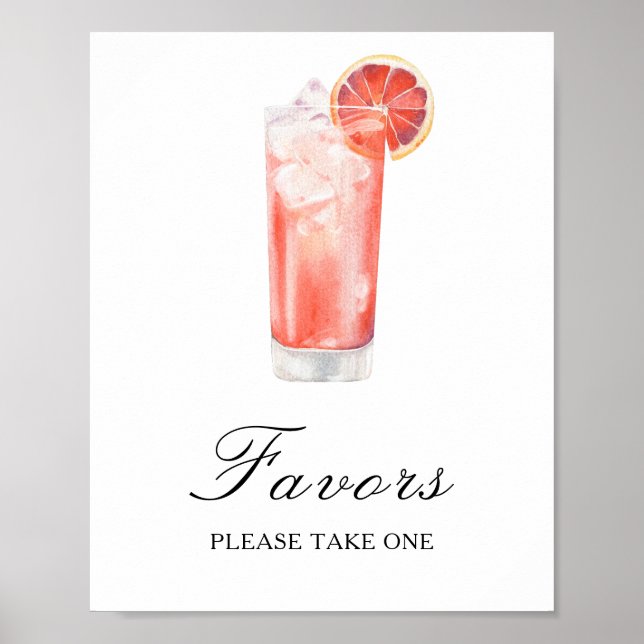 Affiche Fête de mariage avec cocktail aquarelle - Cadeaux (Devant)