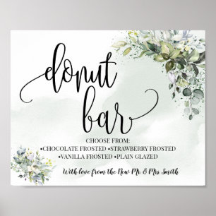 Affiche Fête de mariage bar Donut réception eucalyptus ver
