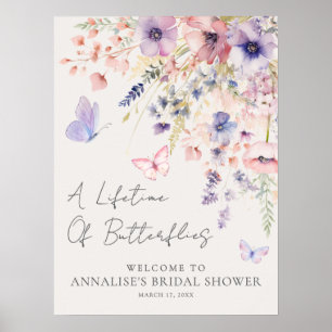 Affiche Fête de mariage champêtre papillon