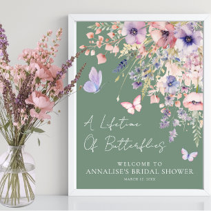 Affiche Fête de mariage champêtre papillon