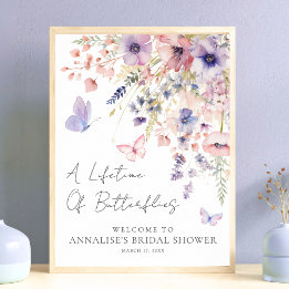 Affiche Fête de mariage champêtre papillon