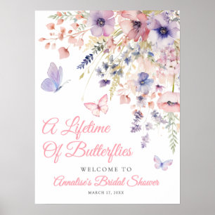 Affiche Fête de mariage champêtre papillon