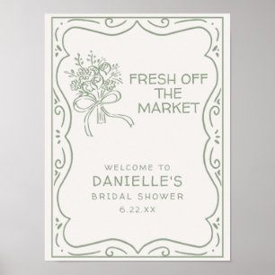 Affiche Fête de mariage champêtre vert frais du marché