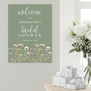 Affiche Fête de mariage champêtre vert sauge