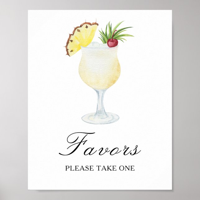 Affiche Fête de mariage cocktail aquarelle - Cadeaux (Devant)