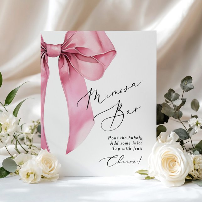 Affiche Fête de mariage Coquette avec bar Mimosa et nœud r (Créateur téléchargé)
