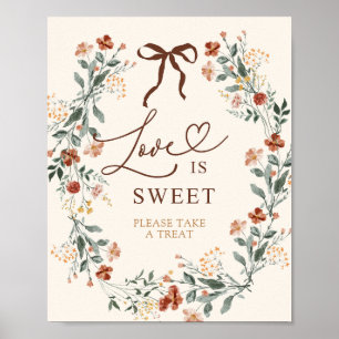 Affiche Fête de mariage Coquette Bow Automne Fleur Sauvage
