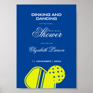 Affiche Fête de Mariage des Amoureux de Pickleball Néon Bl