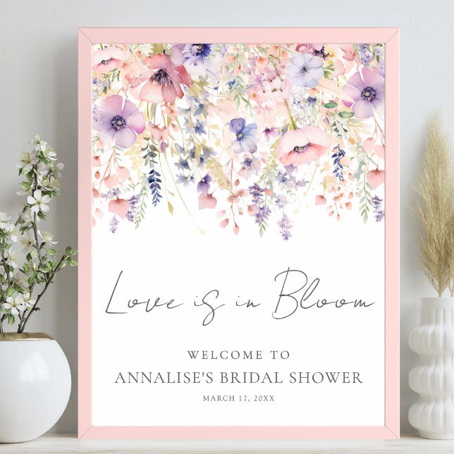 Affiche Fête de mariage floral avec des fleurs sauvages (Wildflower Floral Bridal Shower Poster )