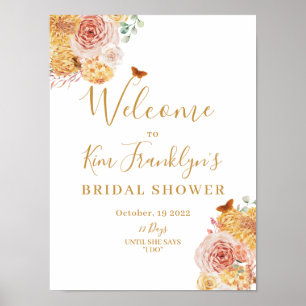 Affiche Fête de mariage floral d'automne Tombez amoureux B