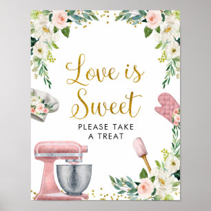 Affiche Fête de mariage Floral Kitchen L'amour est doux
