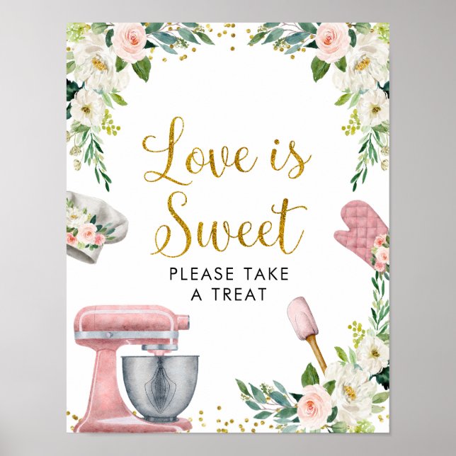 Affiche Fête de mariage Floral Kitchen L'amour est doux (Devant)