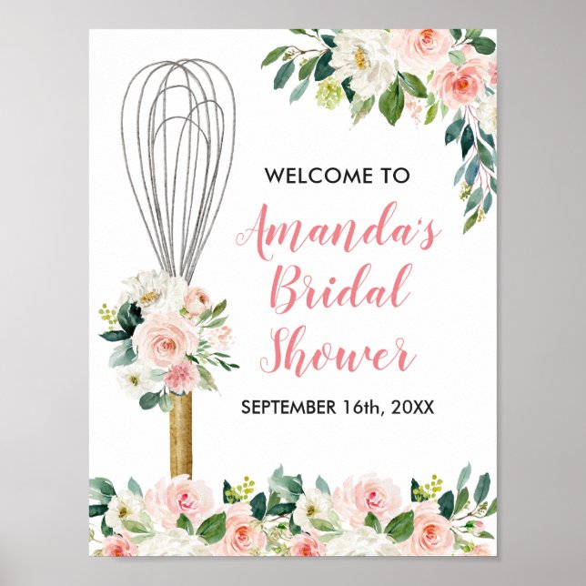 Affiche Fête de mariage floral rose Bientôt emportée (Devant)