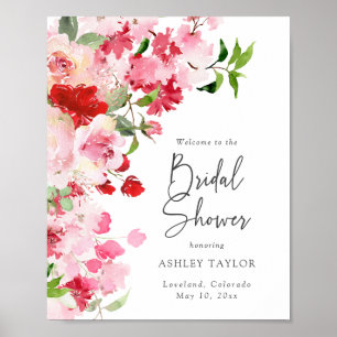 Affiche Fête de mariage floral rose rouge