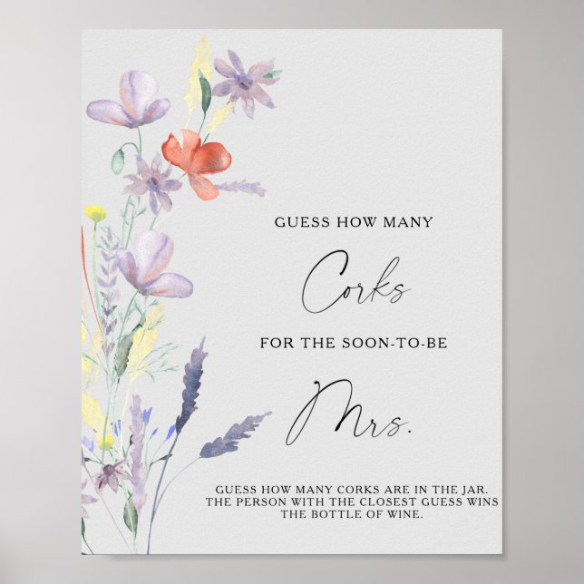 Affiche Fête de Mariage Florale Devinez Combien de Liège (Devant)