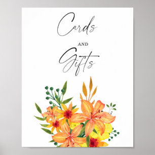 Affiche Fête de mariage florale orange - Cartes et cadeaux