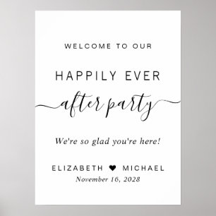 Affiche Fête de Mariage « Heureux Pour Toujours » Bienvenu